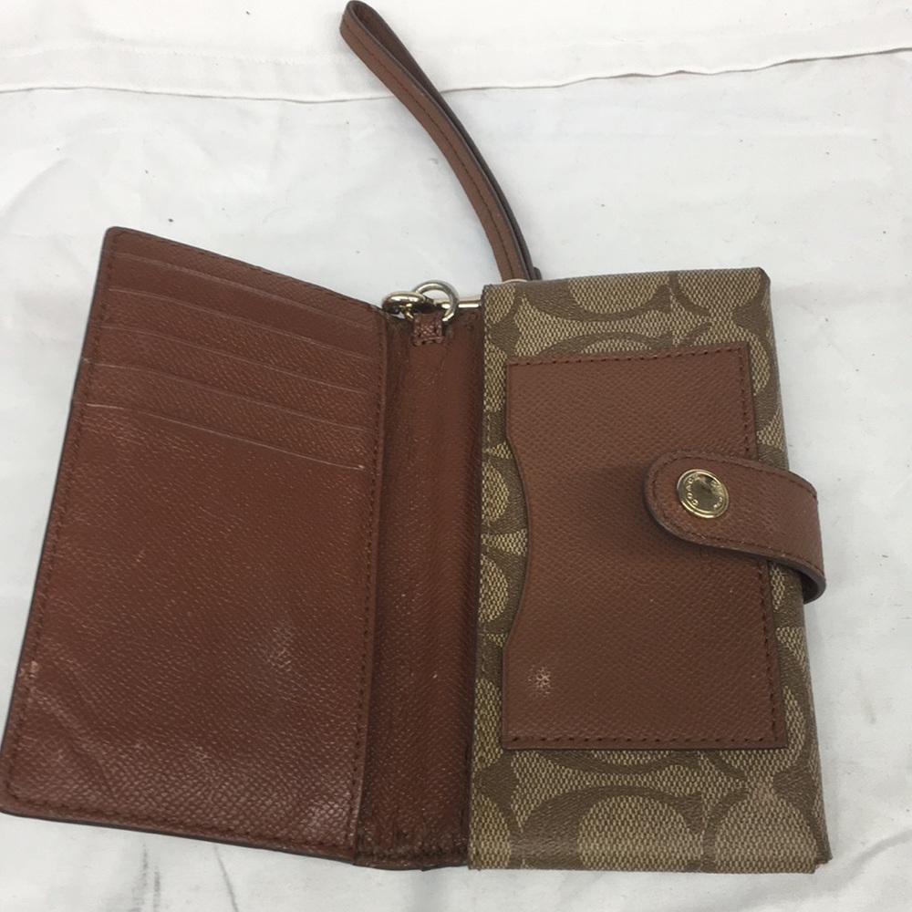 Coach Brown Signature Wristlet - Picture 4 of 7